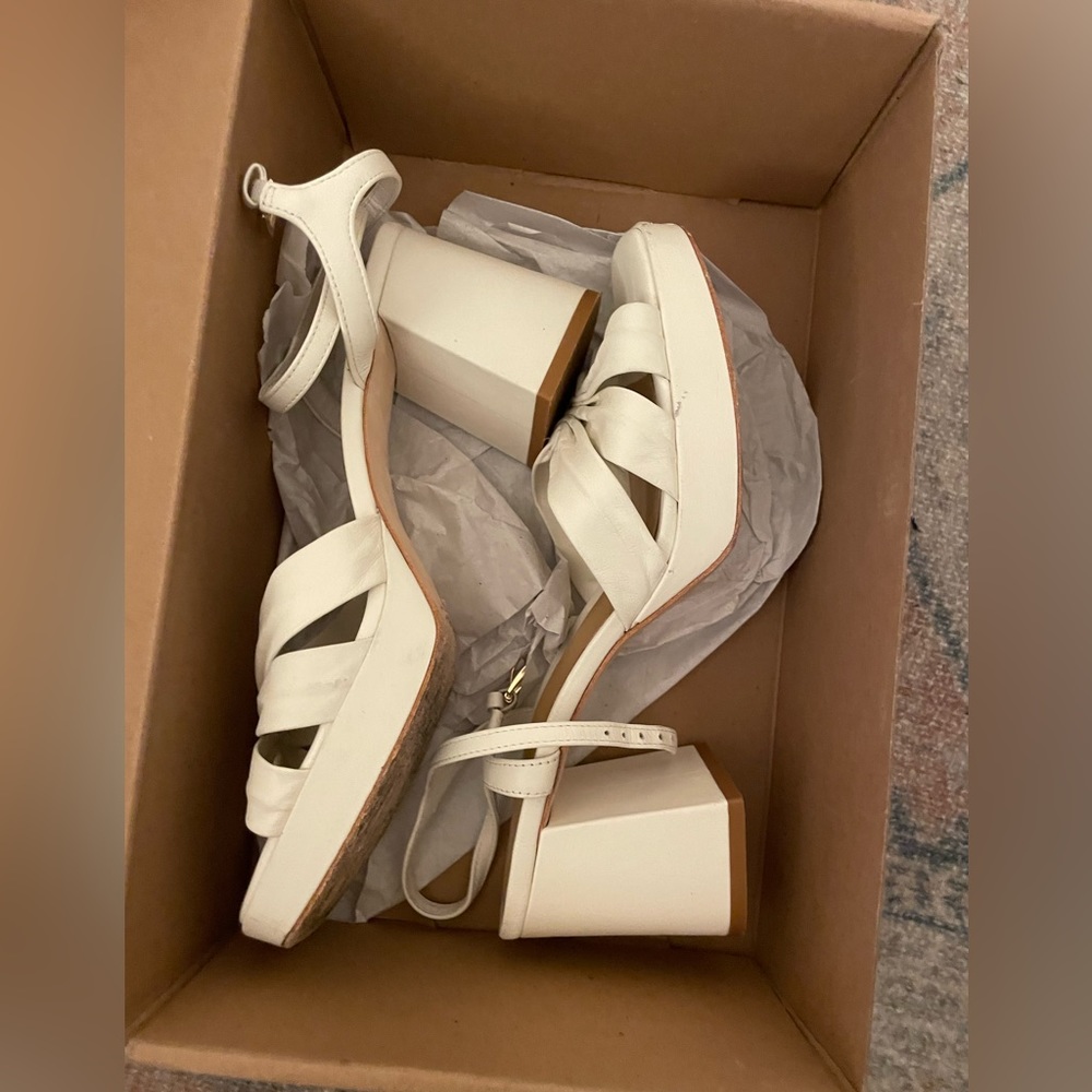 Reformation white / cream block shoe. Perfect wedding shoe.